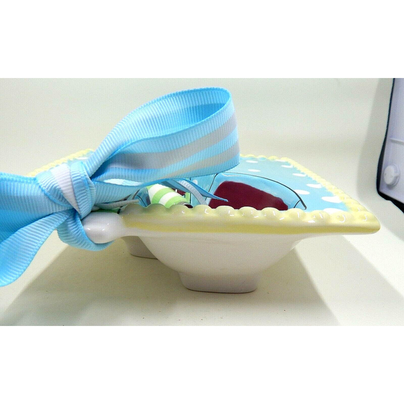 Mudpie Vino Cheese Bowl Appetizer Dip Spread And Spreader Pastel With Polka Dots - Picture 7 of 10